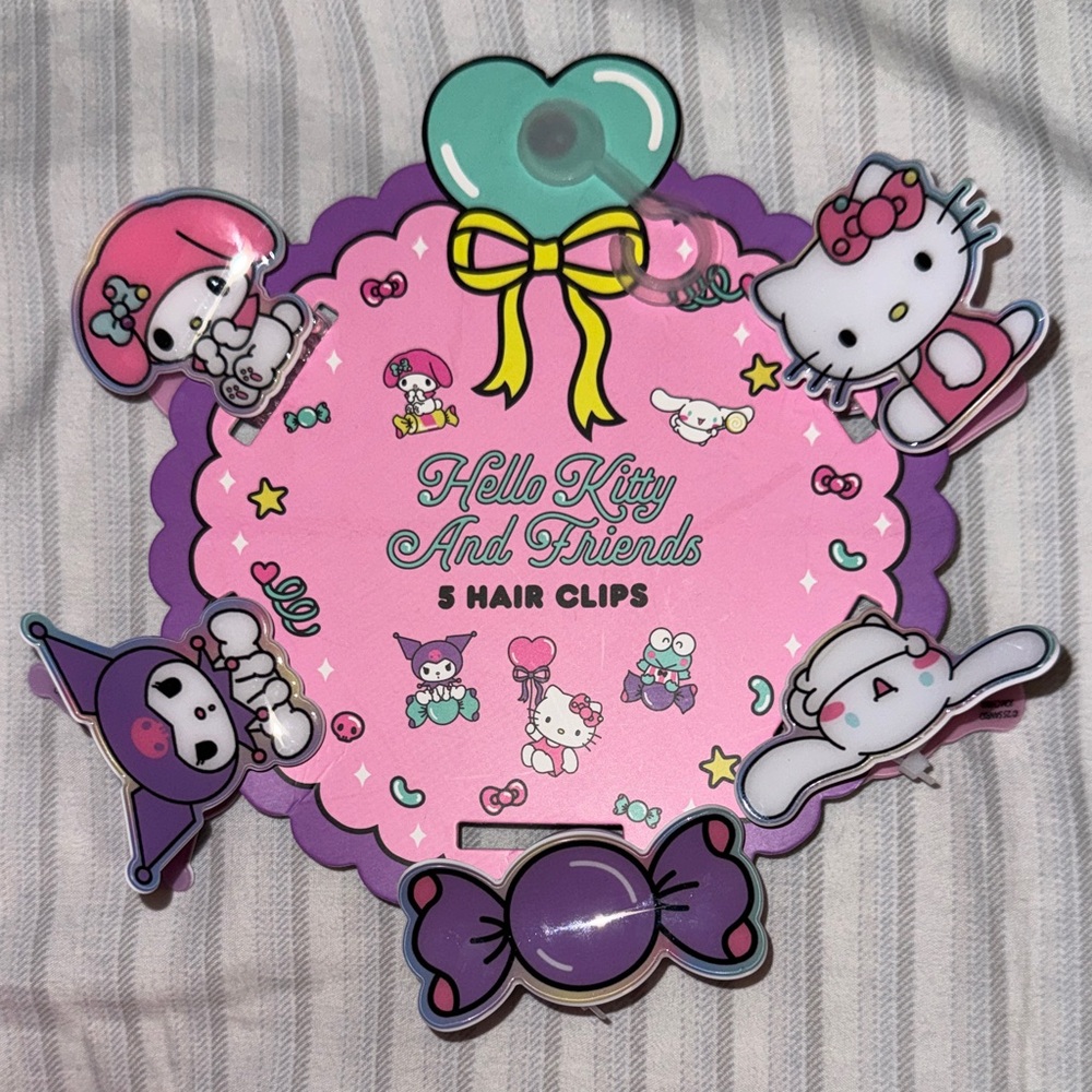 Sanrio-NWT Pink & Purple Hello Kitty And Friends Hair Clips Set